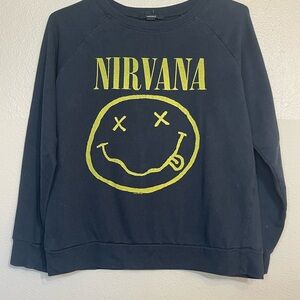 Nirvana Black Sweater Forever 21 Unisex size Large 90s Grunge